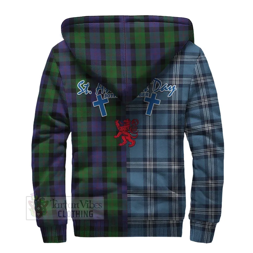 Blair Tartan Sherpa Hoodie Happy St. Andrew's Day Half Tartan Style