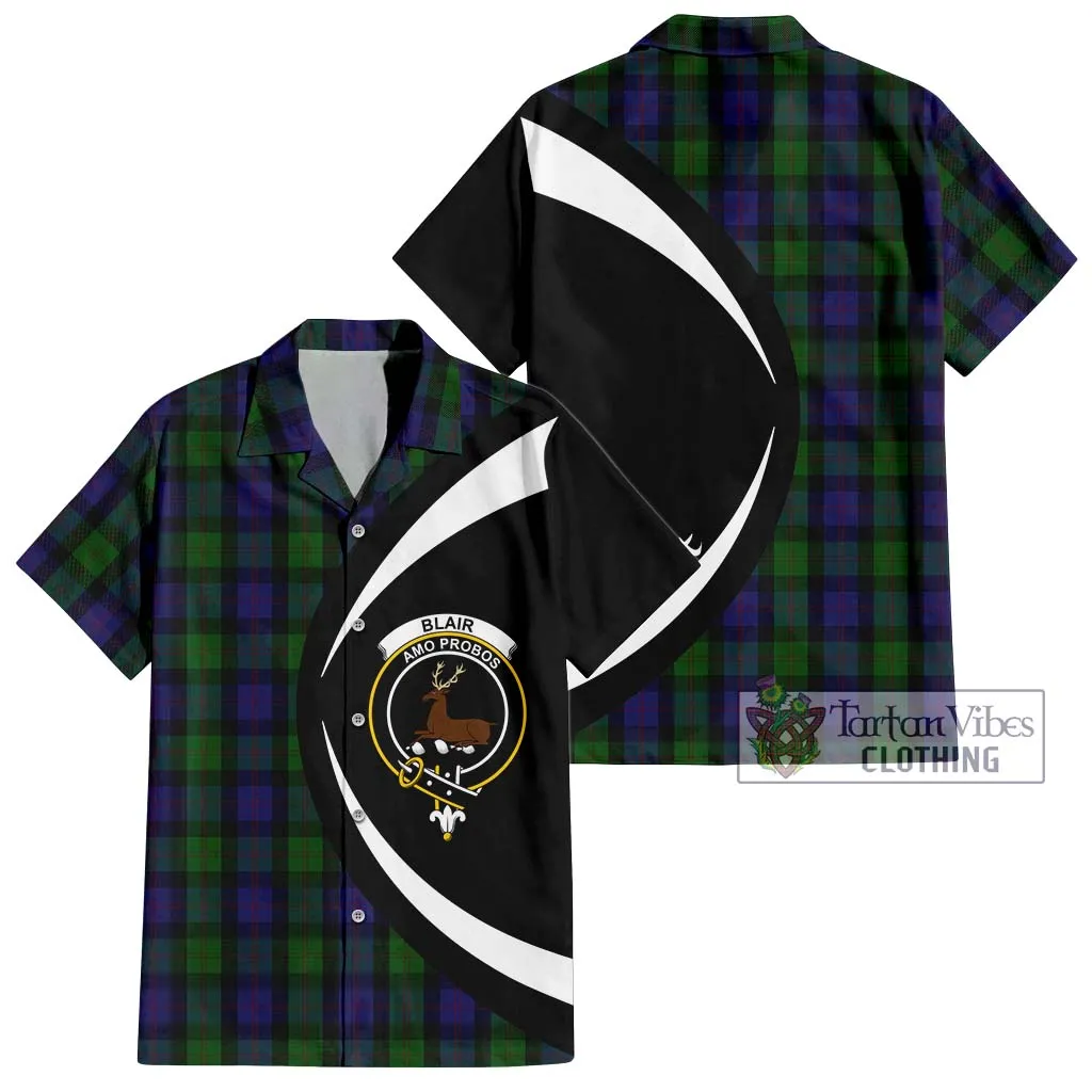 Blair Tartan Short Sleeve Button Up with Family Crest Circle Style