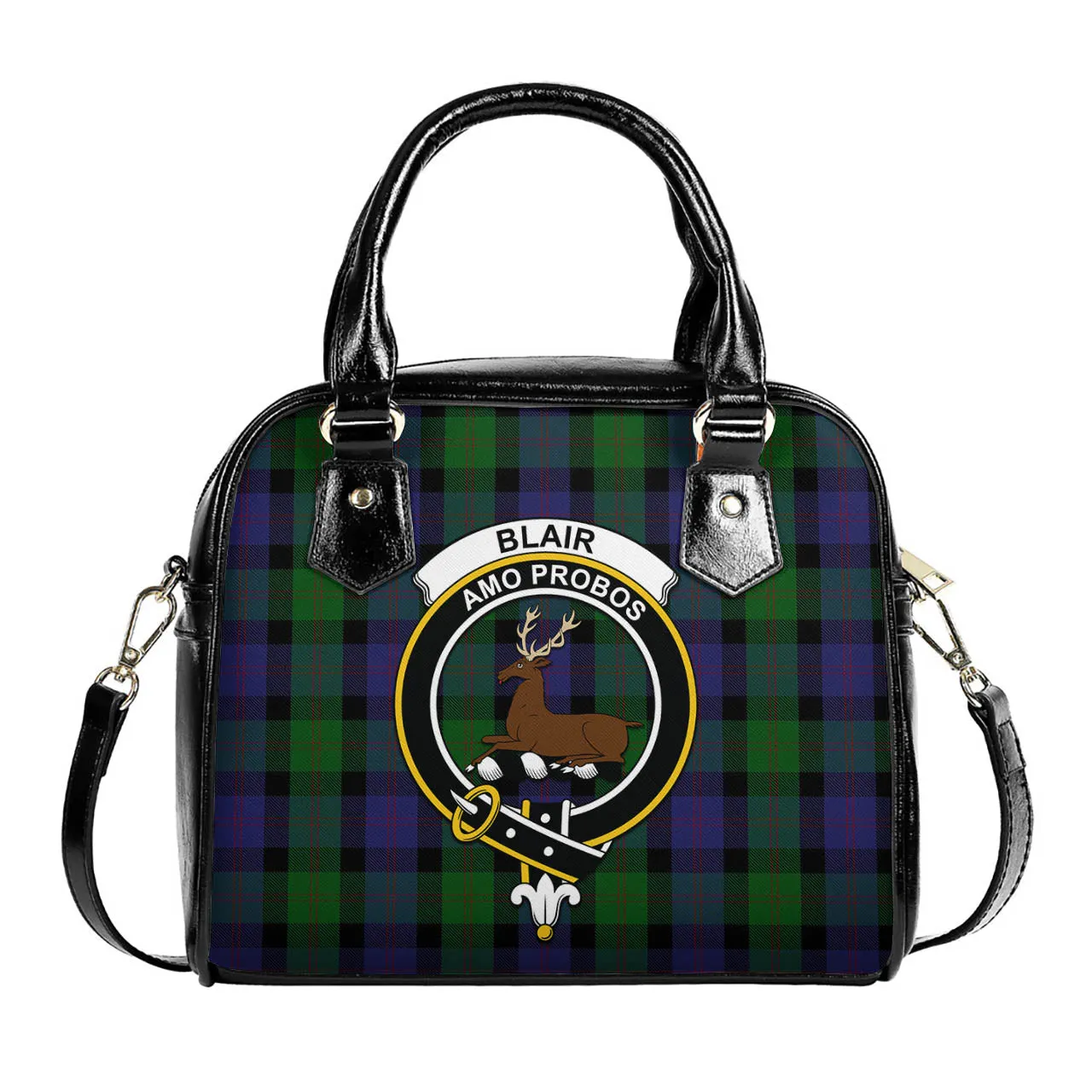 Blair Tartan Shoulder Handbags with Family Crest