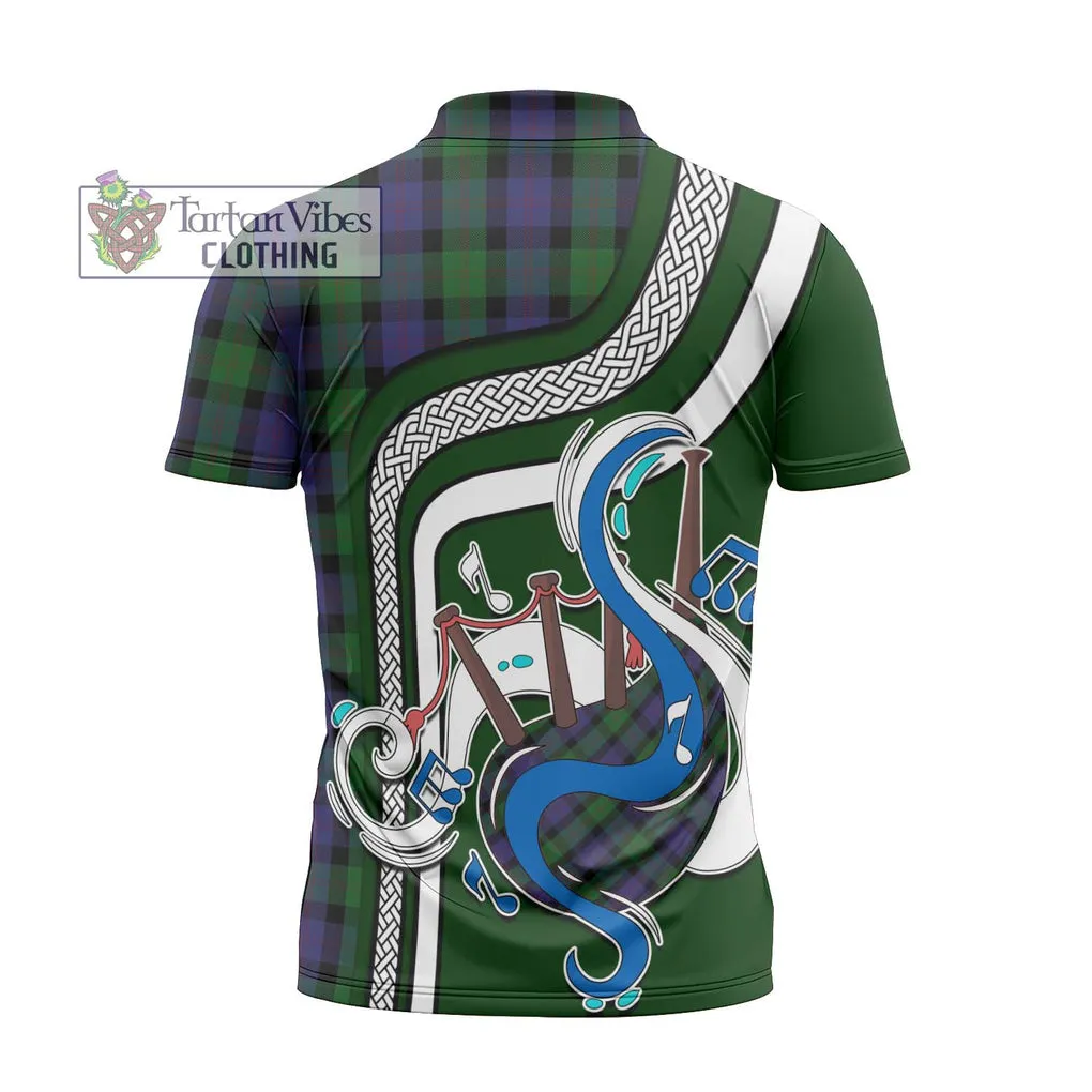 Blair Tartan Zipper Polo Shirt with Epic Bagpipe Style