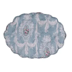 BLANC MARICLO' Set 2 tovagliette americane ovali verde con fiori rosa 30x48 cm