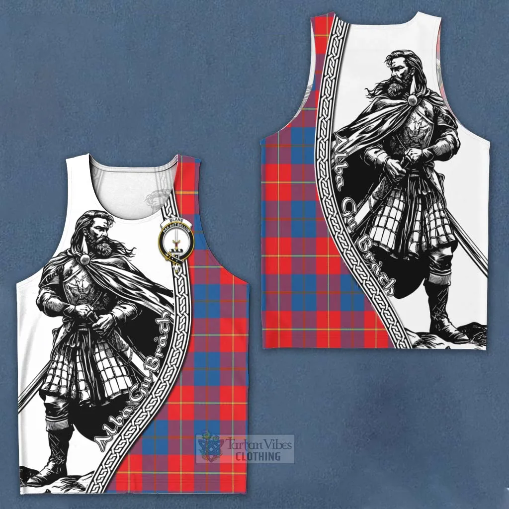 Blane Tartan Clan Crest Men's Tank Top with Highlander Warrior Celtic Style