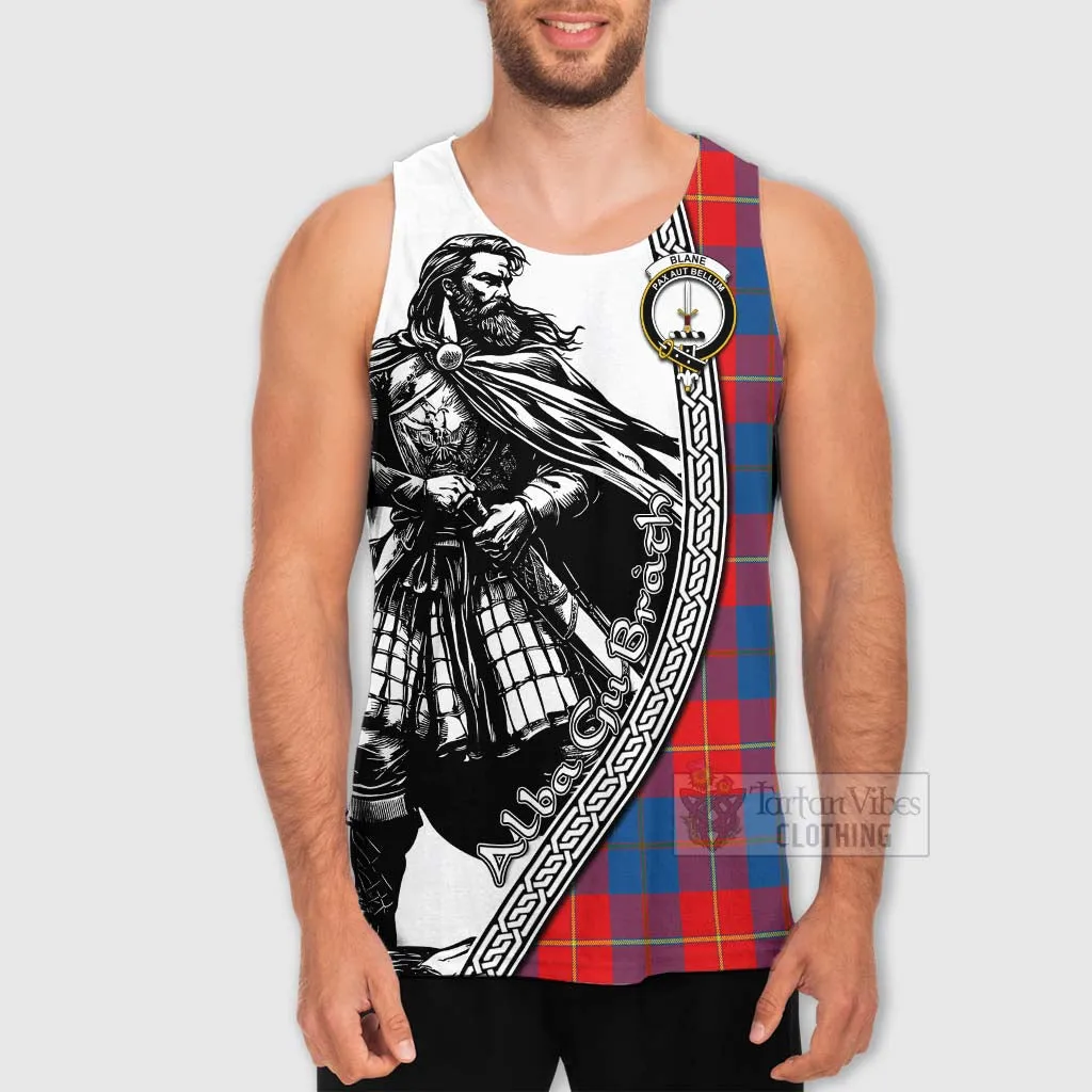 Blane Tartan Clan Crest Men's Tank Top with Highlander Warrior Celtic Style