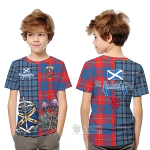 Blane Tartan Kid T-Shirt Happy St. Andrew's Day Half Tartan Style