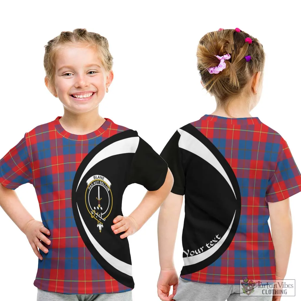 Blane Tartan Kid T-Shirt with Family Crest Circle Style