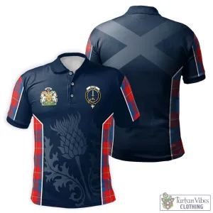 Blane Tartan Men's Polo Shirt with Family Crest and Scottish Thistle Vibes Sport Style