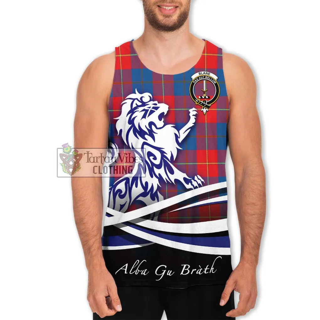 Blane Tartan Men's Tank Top with Alba Gu Brath Regal Lion Emblem