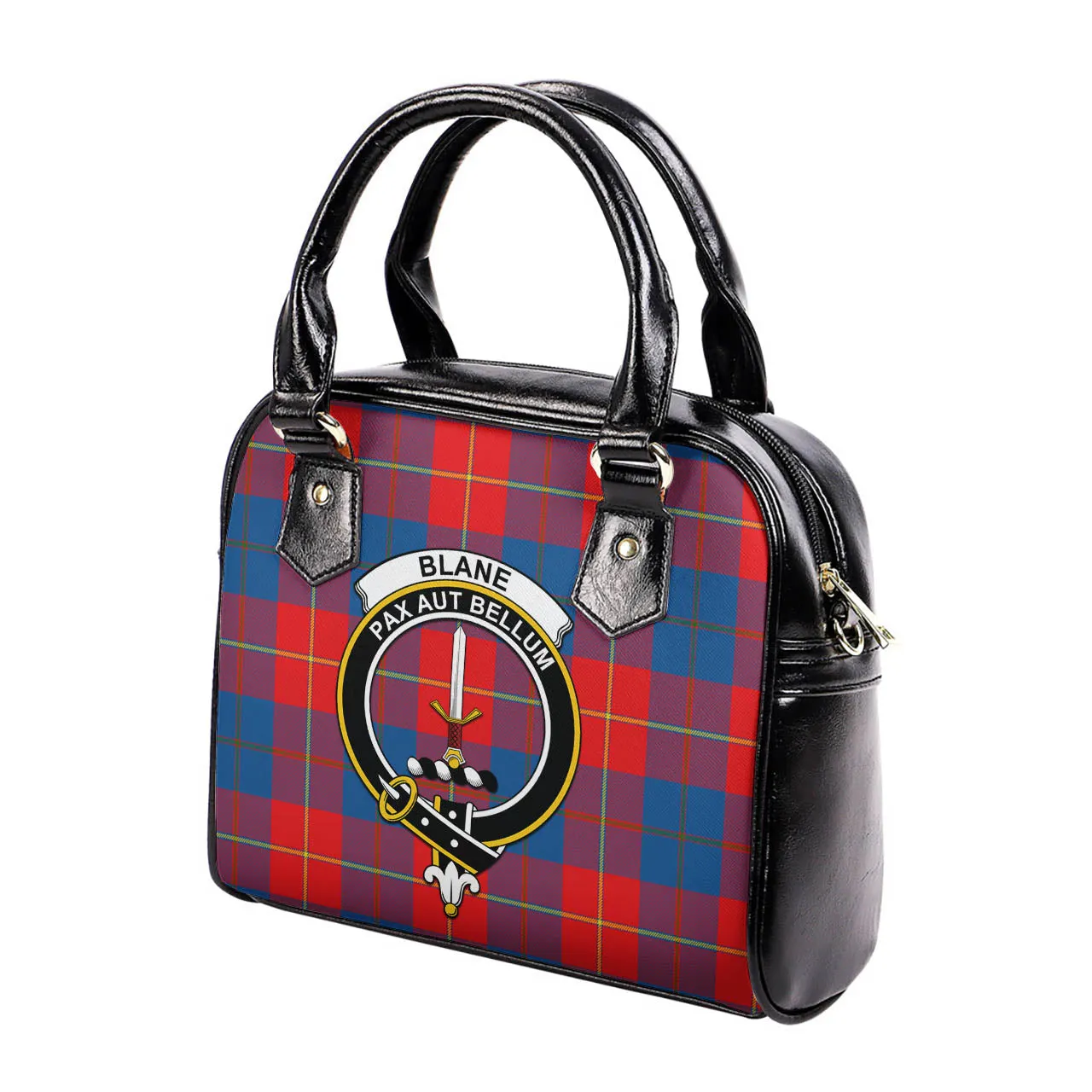 Blane Tartan Shoulder Handbags with Family Crest