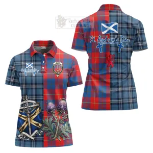 Blane Tartan Women's Polo Shirt Happy St. Andrew's Day Half Tartan Style