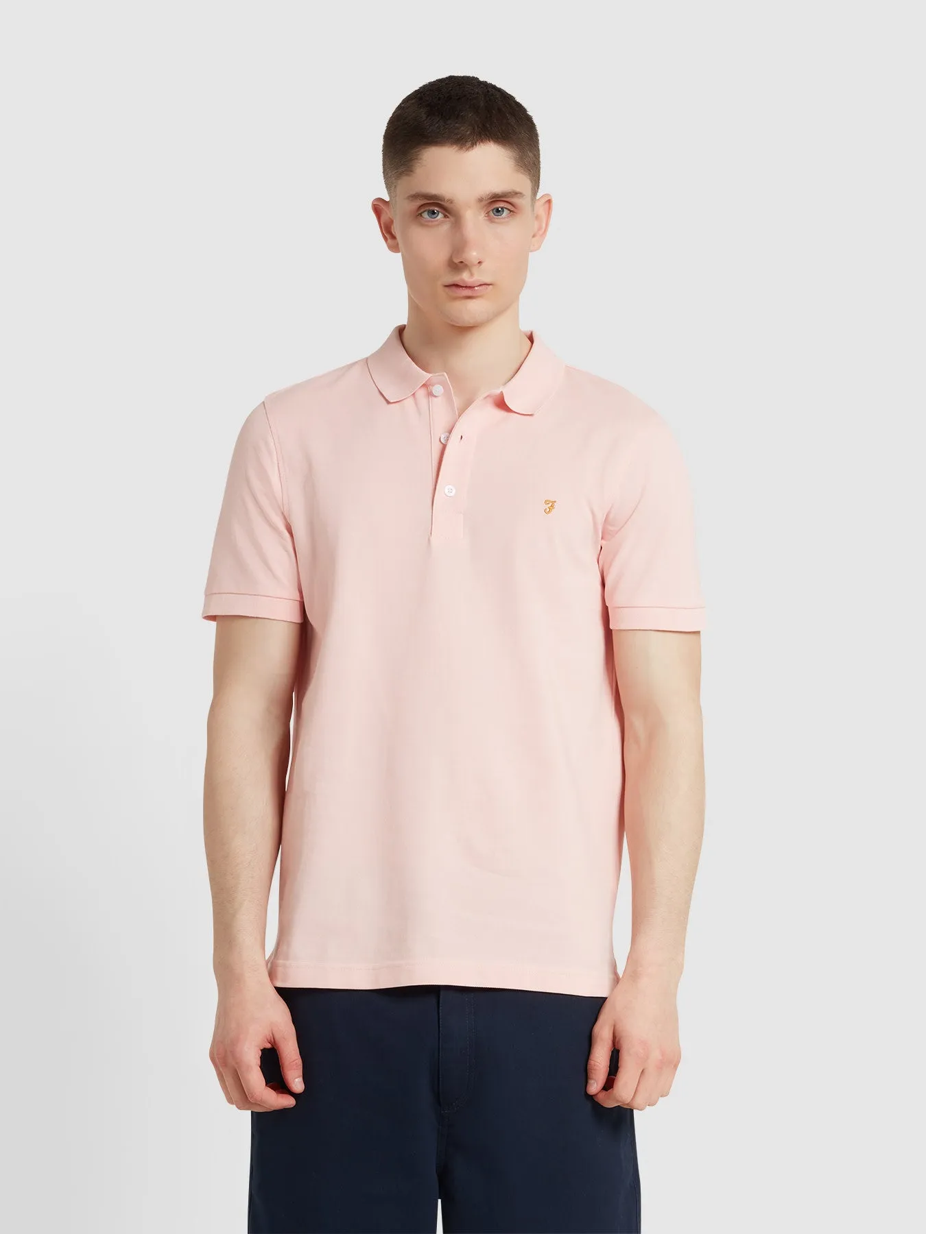 Blanes Organic Cotton Short Sleeve Polo Shirt In Powder Pink