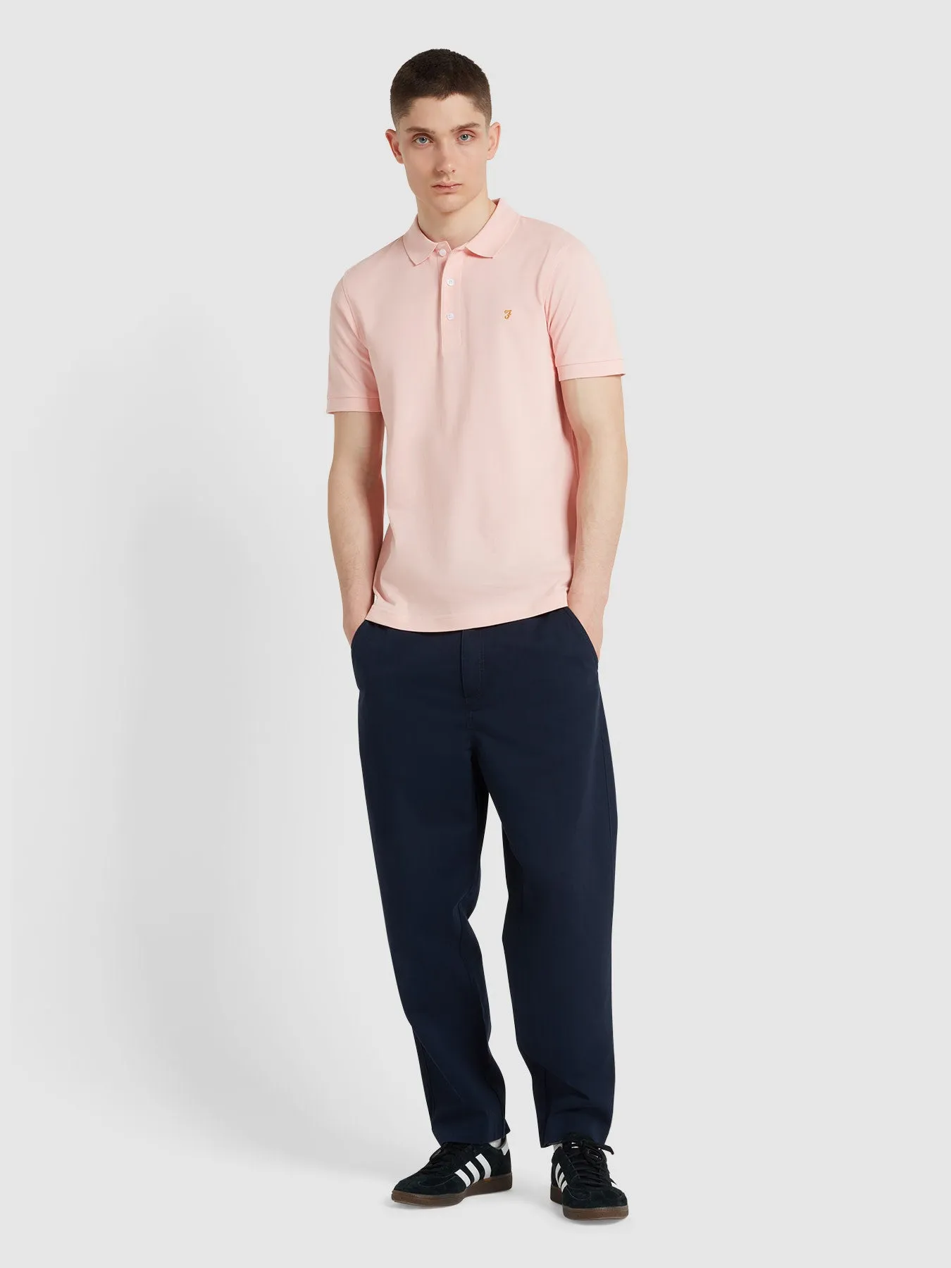 Blanes Organic Cotton Short Sleeve Polo Shirt In Powder Pink