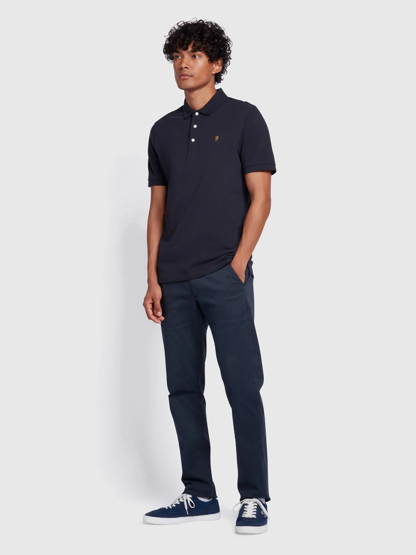 Blanes Slim Fit Organic Cotton Polo Shirt In True Navy