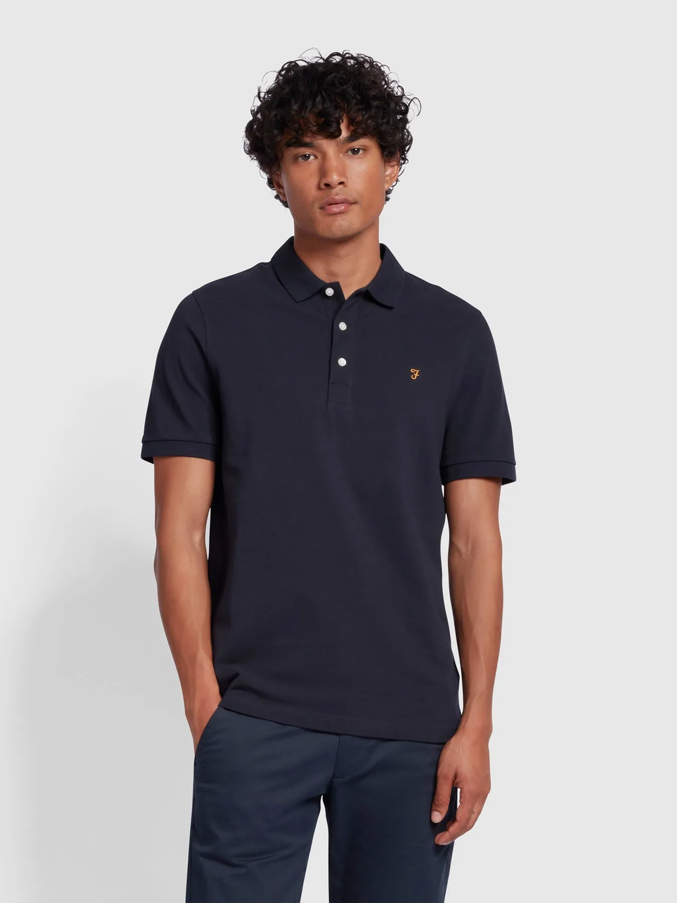 Blanes Slim Fit Organic Cotton Polo Shirt In True Navy