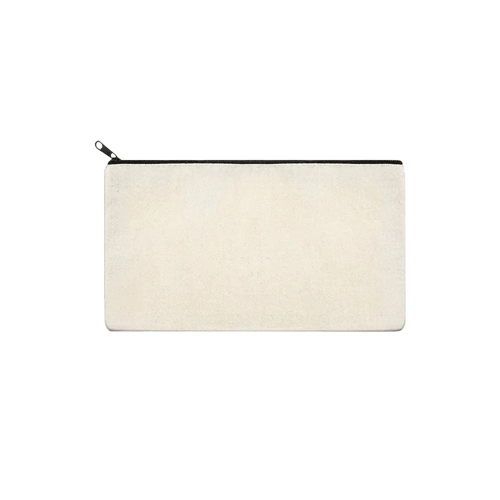 Blank Beige Canvas Makeup Bags