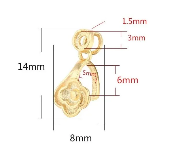 Blank Pendant Setting 18k Gold Vermeil Sterling Silver Flower Buckle Clip 925 3x3 5x6mm Two Gemstones No Prongs DIY Jewelry Wholesale