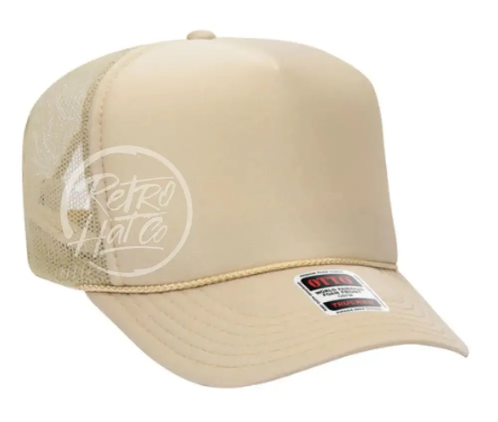 Blank Retro Foam Front Meshback Trucker Rope Hat