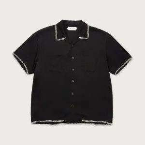 Blanket Stitch Woven Shirt Black