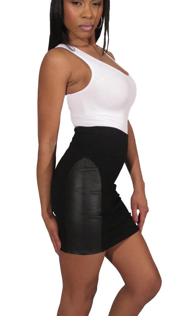 Blaque Label Leather Patch Skirt