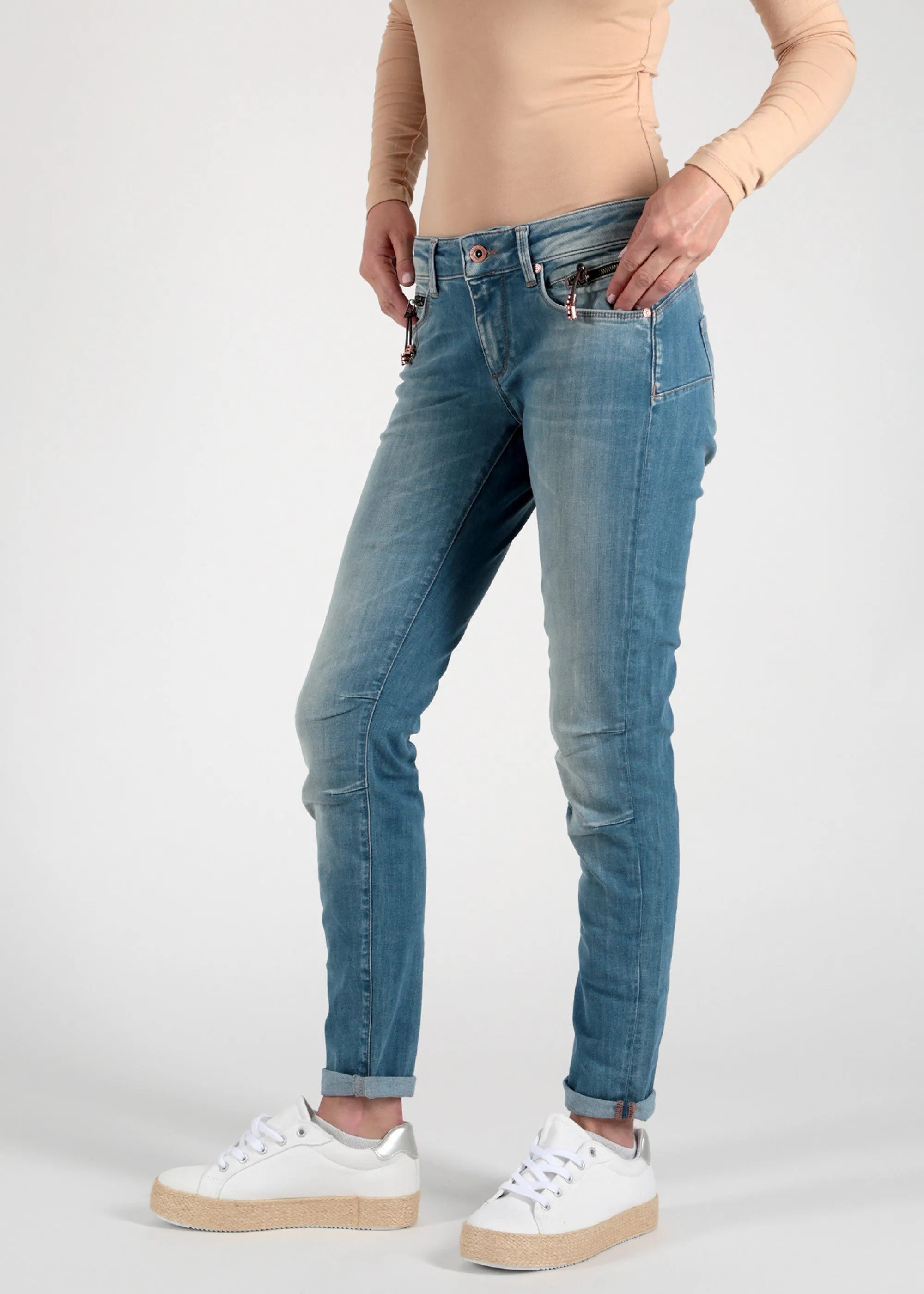 Blauwe 5-pocket spijkerbroek | M.O.D. Eva skinny fit kentucky blue L32