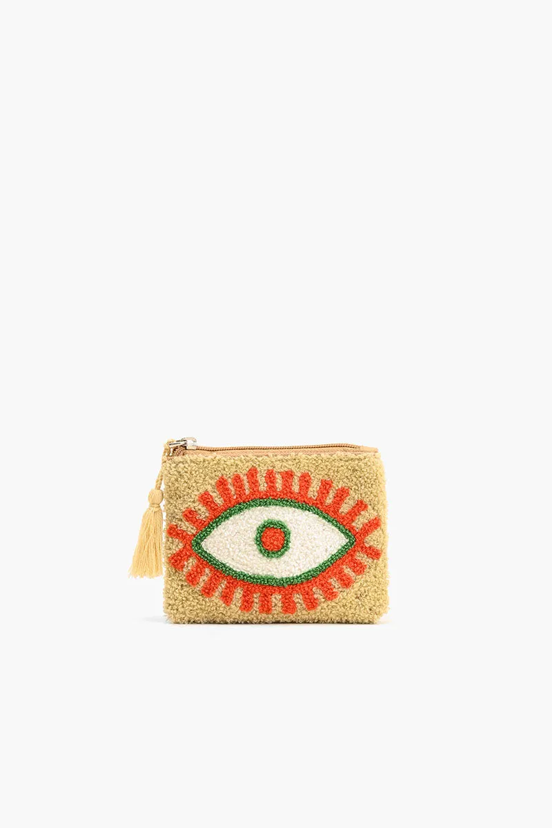 Blazing Beige evil eye coin pouch