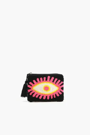 Blazing Black evil eye coin pouch