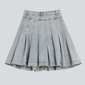 Bleached denim skater skirt