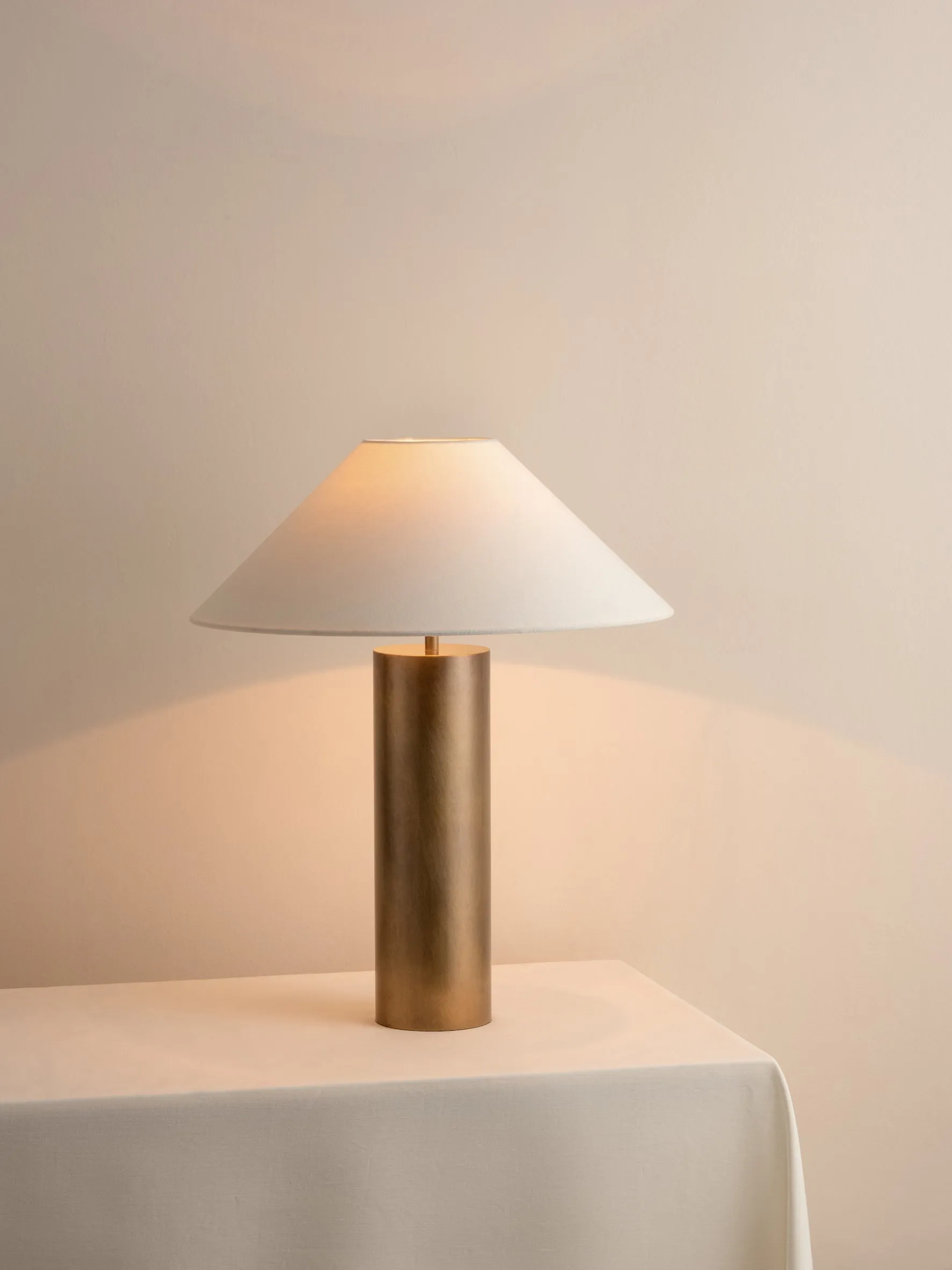 Bleeker - aged brass and linen table lamp