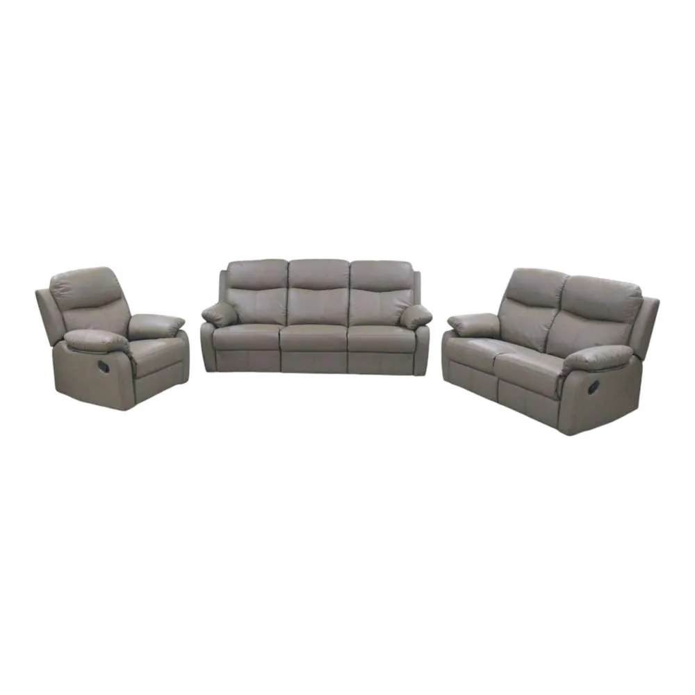 Bless 3 2 1 Half Leather Recliner Set Espresso #3202