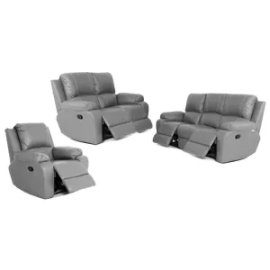 Bless 3 2 1 Half Leather Recliner Set Mist #3211