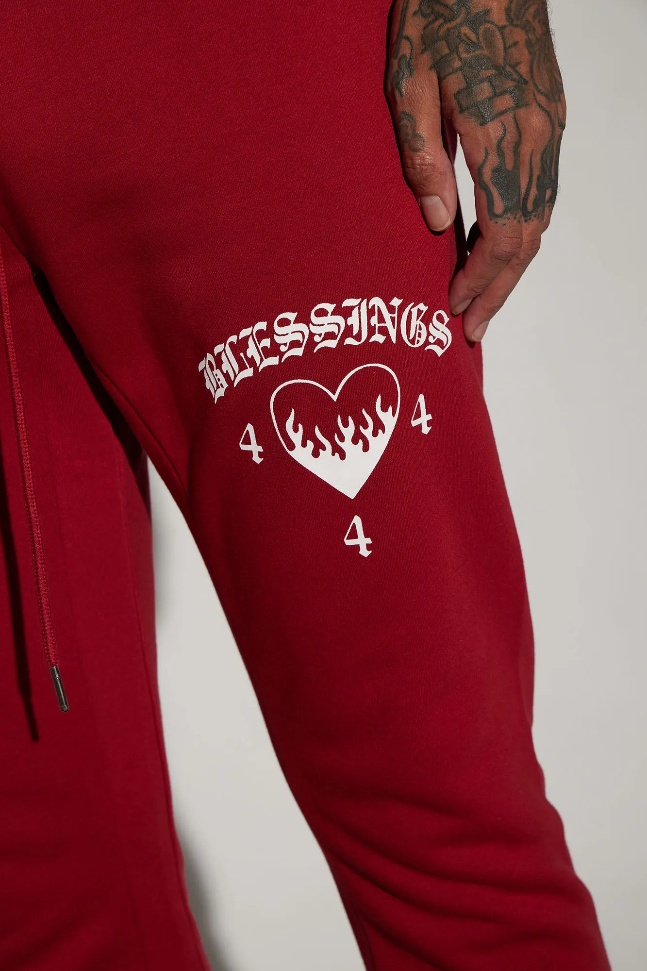 Blessed Love Flared Sweatpants - Red