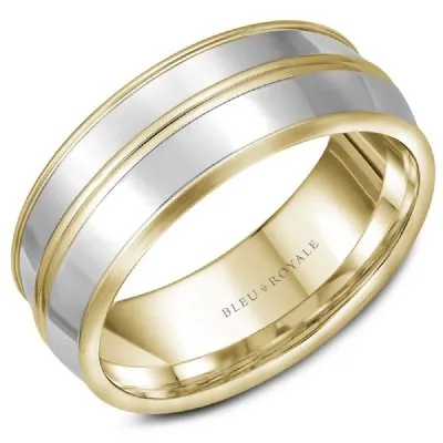 Bleu Royale Two-Tone Knife Edge Wedding Band