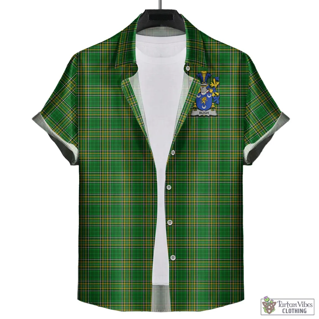 Bligh Irish Clan Tartan Short Sleeve Button Up with Coat of Arms