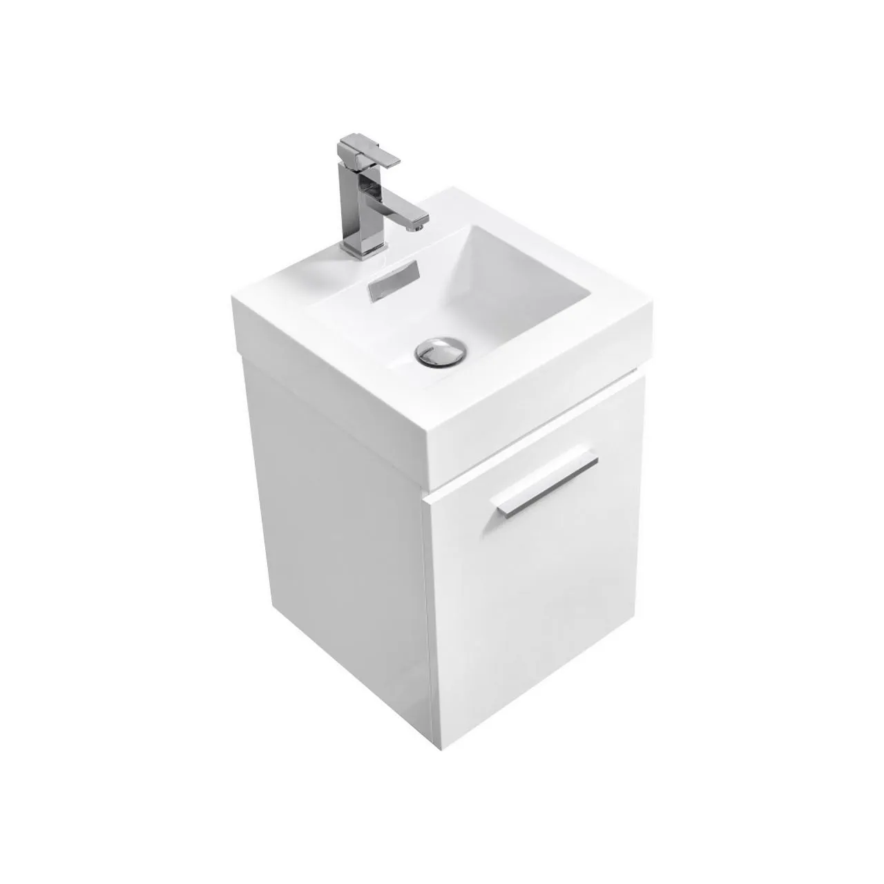 Bliss 16" High Gloss White Wall Mount Modern Bathroom Vanity