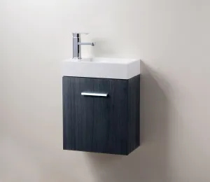 Bliss 18" Gray Oak Wall Mount Modern Bathroom Vanity