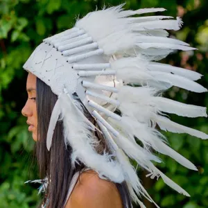 Blissful White Chief Headdress - 65cm