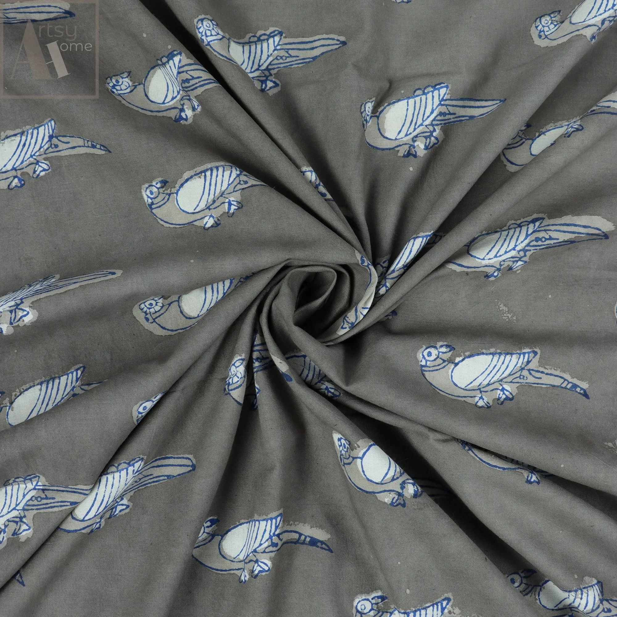 Block Bird Printed Voile Best Cotton Fabric