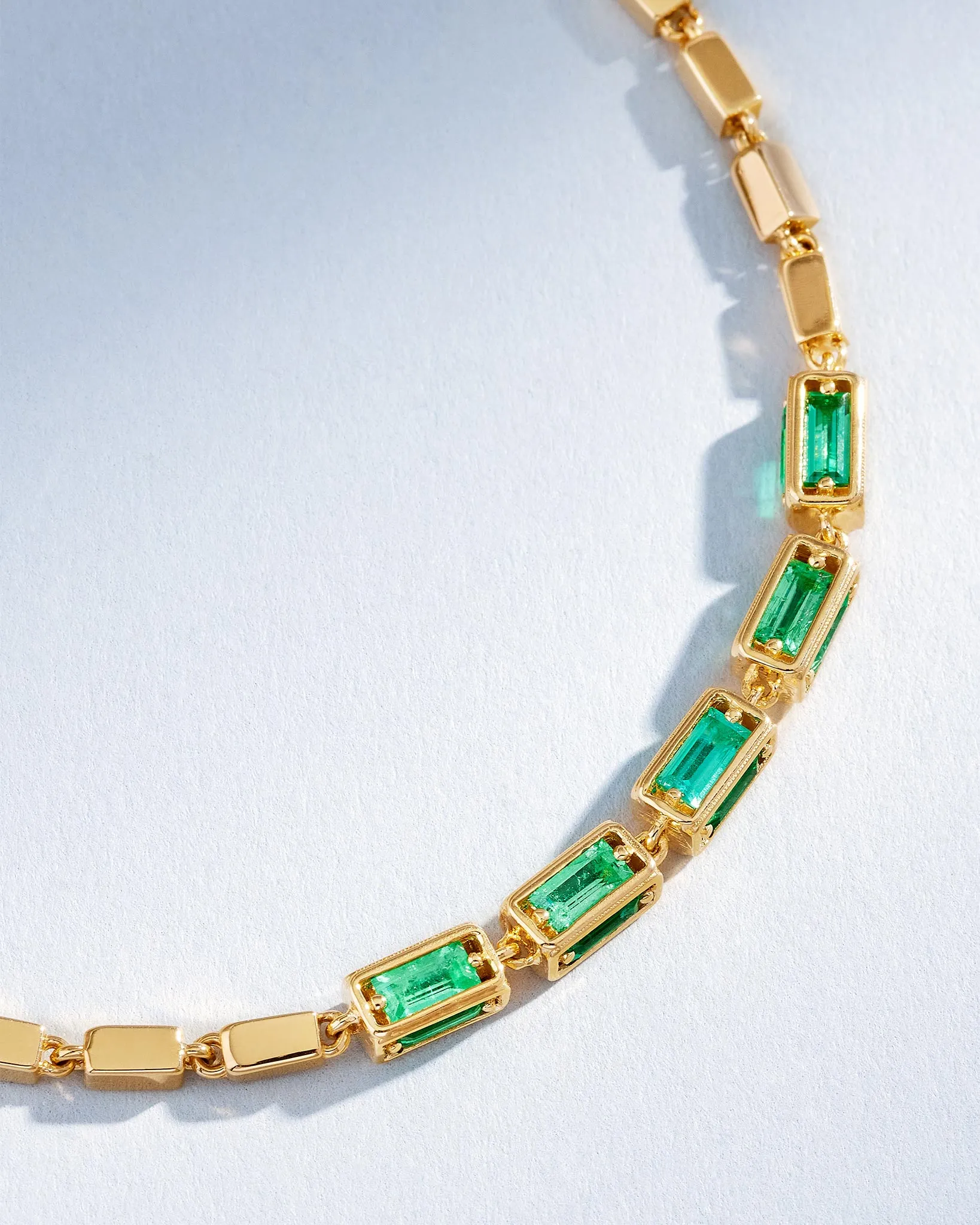 Block-Chain Multi-Emerald Medium Bracelet