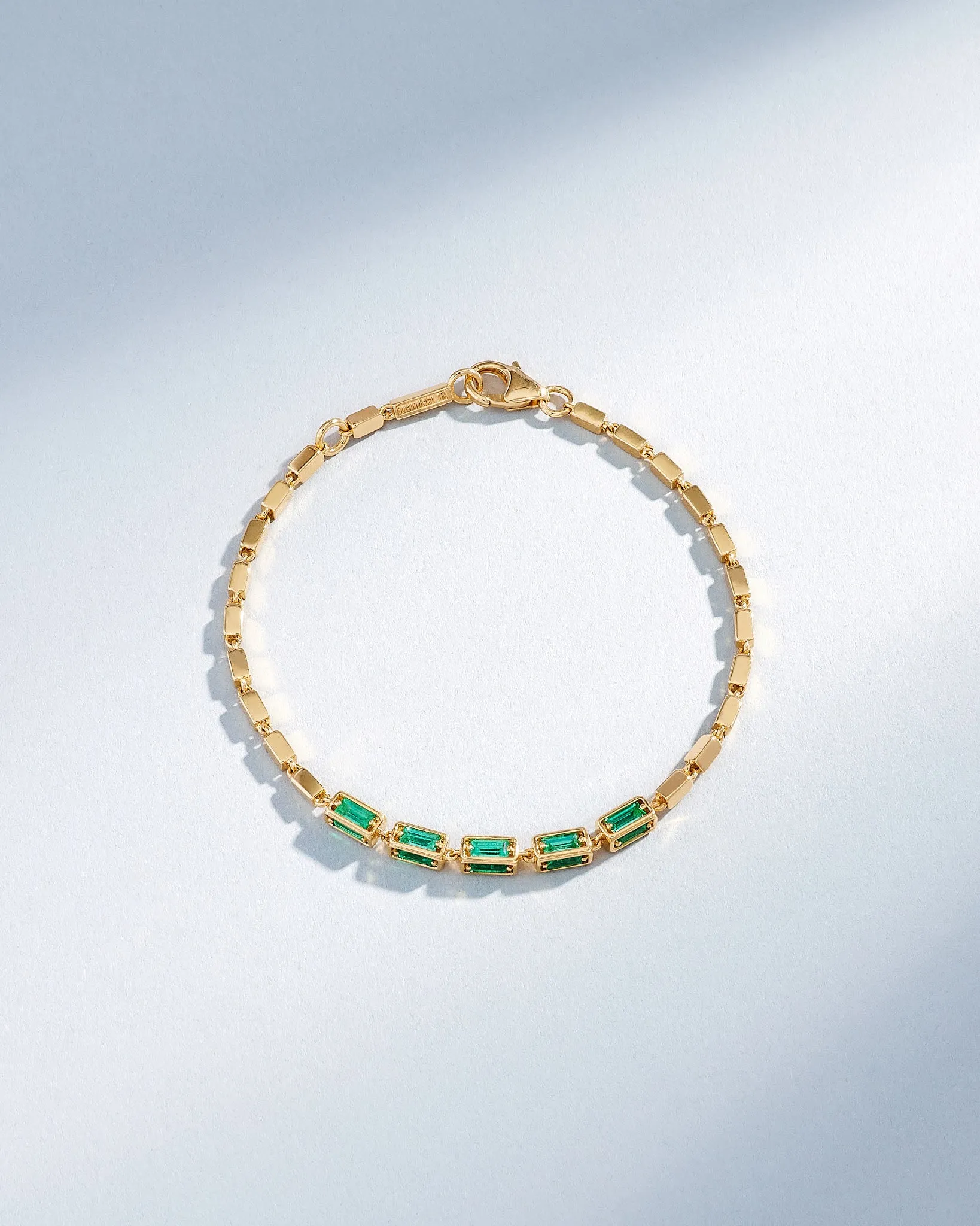 Block-Chain Multi-Emerald Medium Bracelet