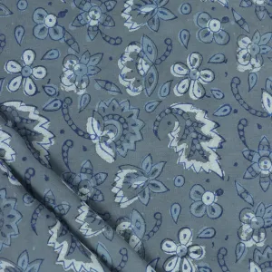 Block Floral Printed Voile Organic Cotton Fabric