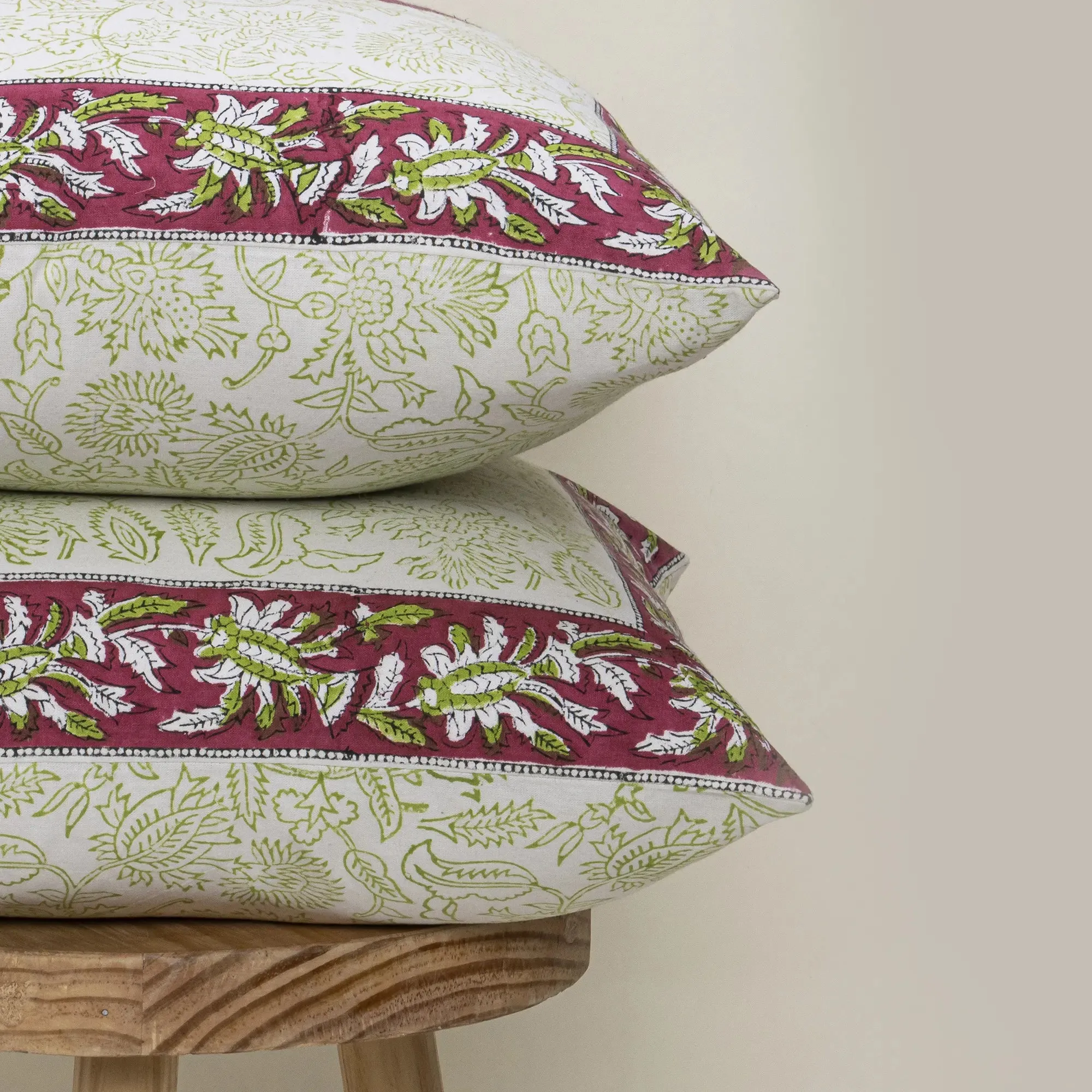 Block Print Cotton Luxury Cushion Cover Flower Design