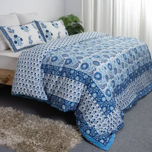 Block Print Soft Organic Cotton Duvet Blanket Cover With Shams