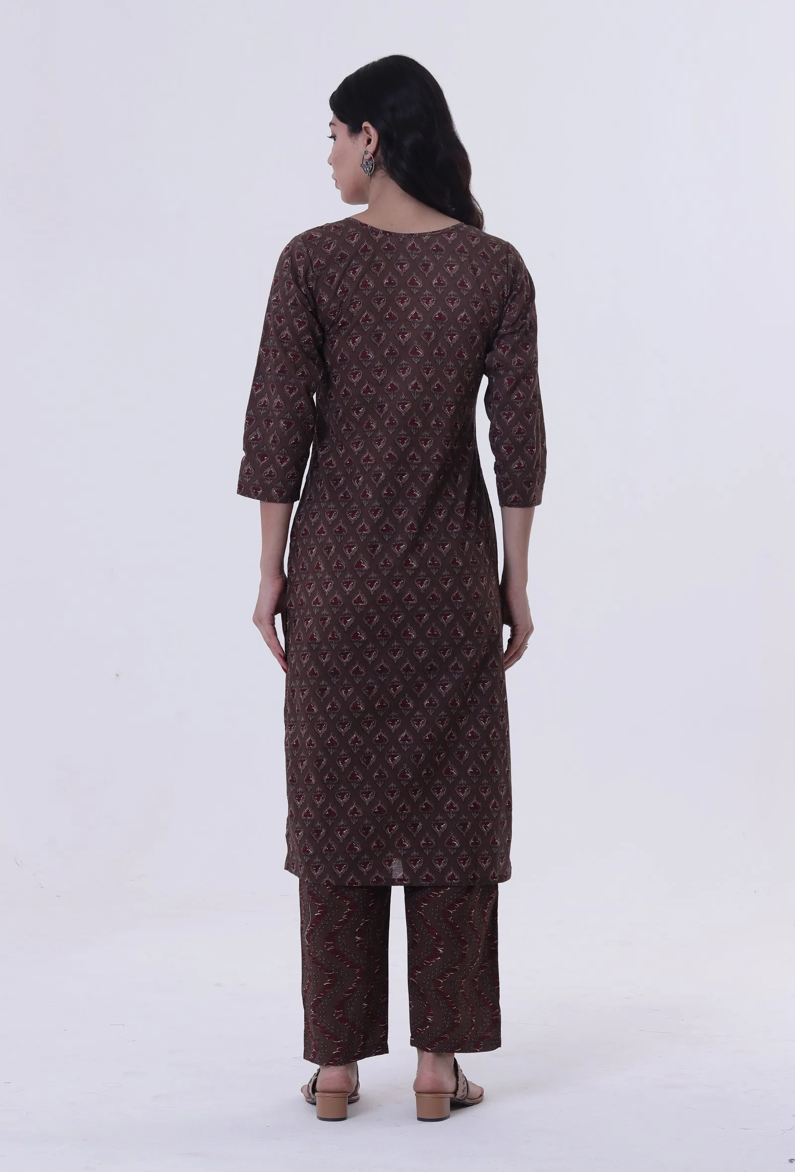 Block Printed Green Color Cotton Kurta