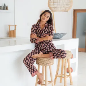 Block Printed Pajama Set: Bagru