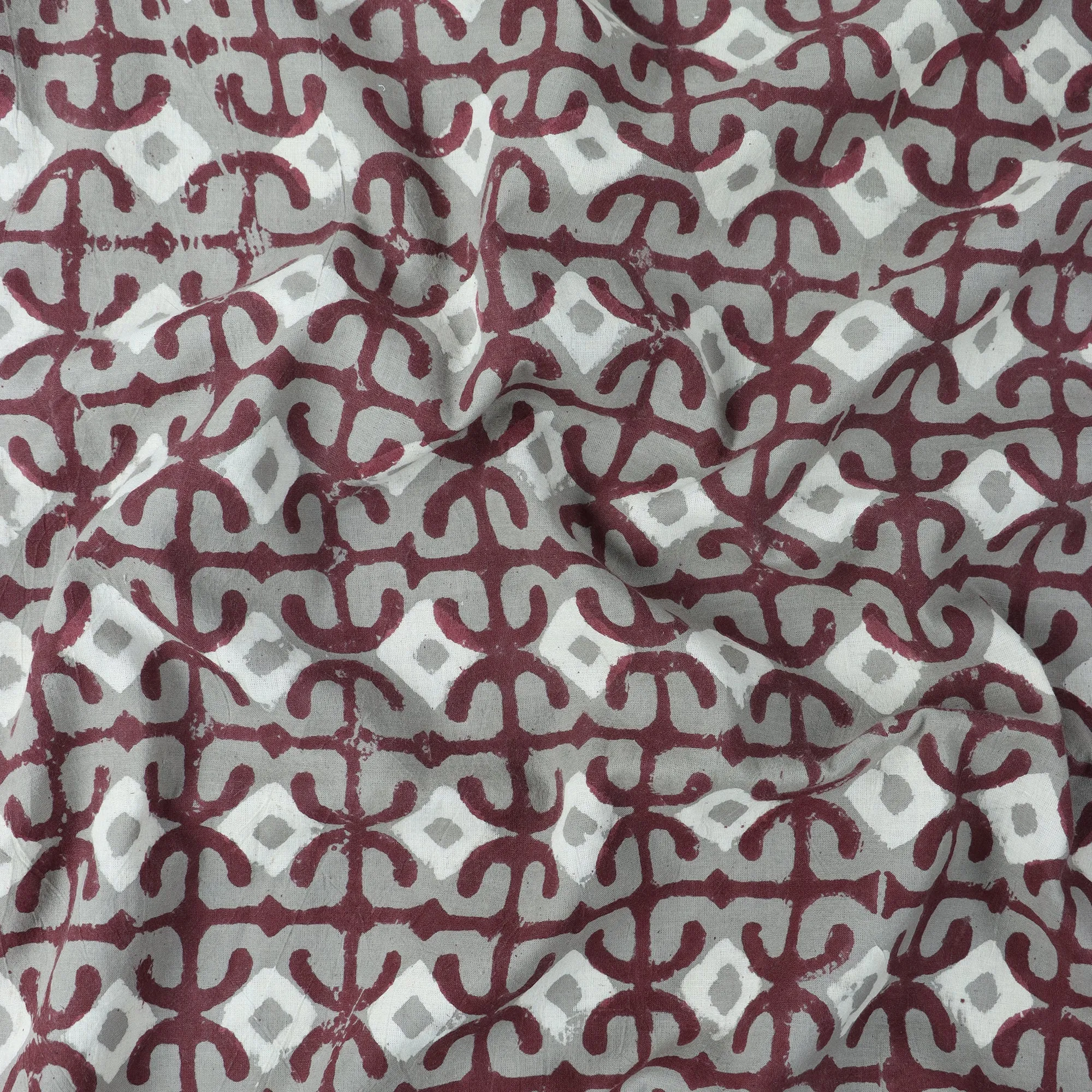 Block Printed Voile Cotton Dress Fabric