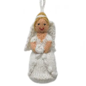 Blonde Bride Hand Knit Wedding Ornament. Bridal Shower Gift.  Bride Xmas Ornament. First Married Xmas.  Groom gift. Wedding package tie.