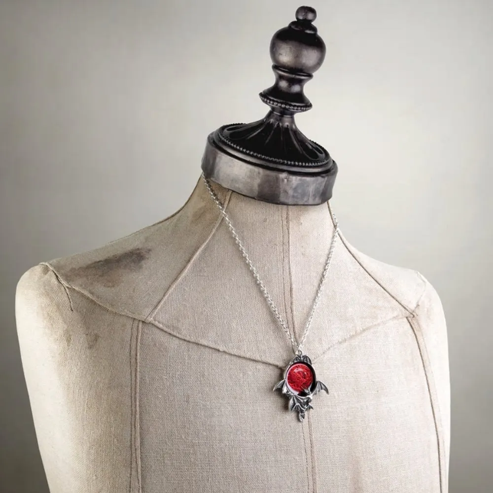 Blood Moon Pendant Bat Necklace by Alchemy Gothic