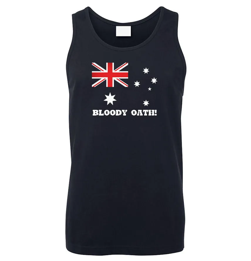 Bloody Oath! Australian Flag Mens Singlet (Navy)