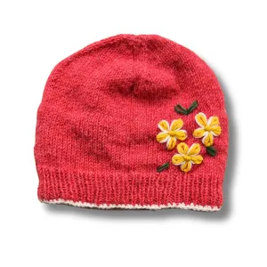 blossom embroidered wool beanie