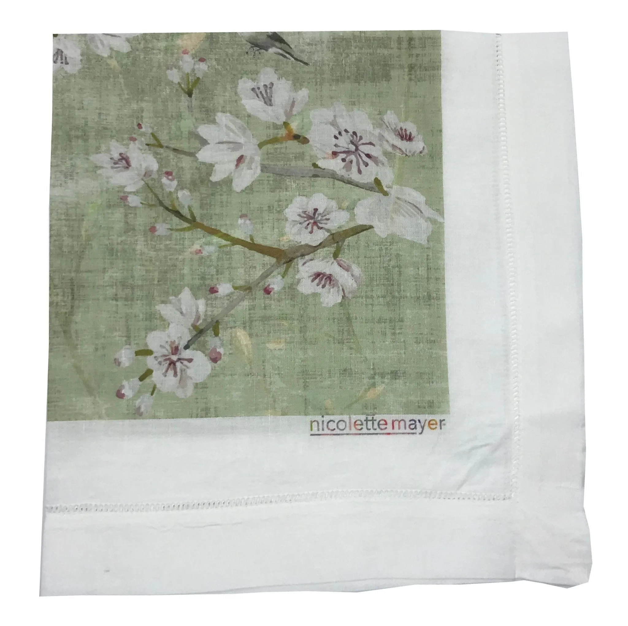 BLOSSOM FANTASIA CELADON 22"X22" HEMSTITCH DINNER NAPKIN, SET OF 4