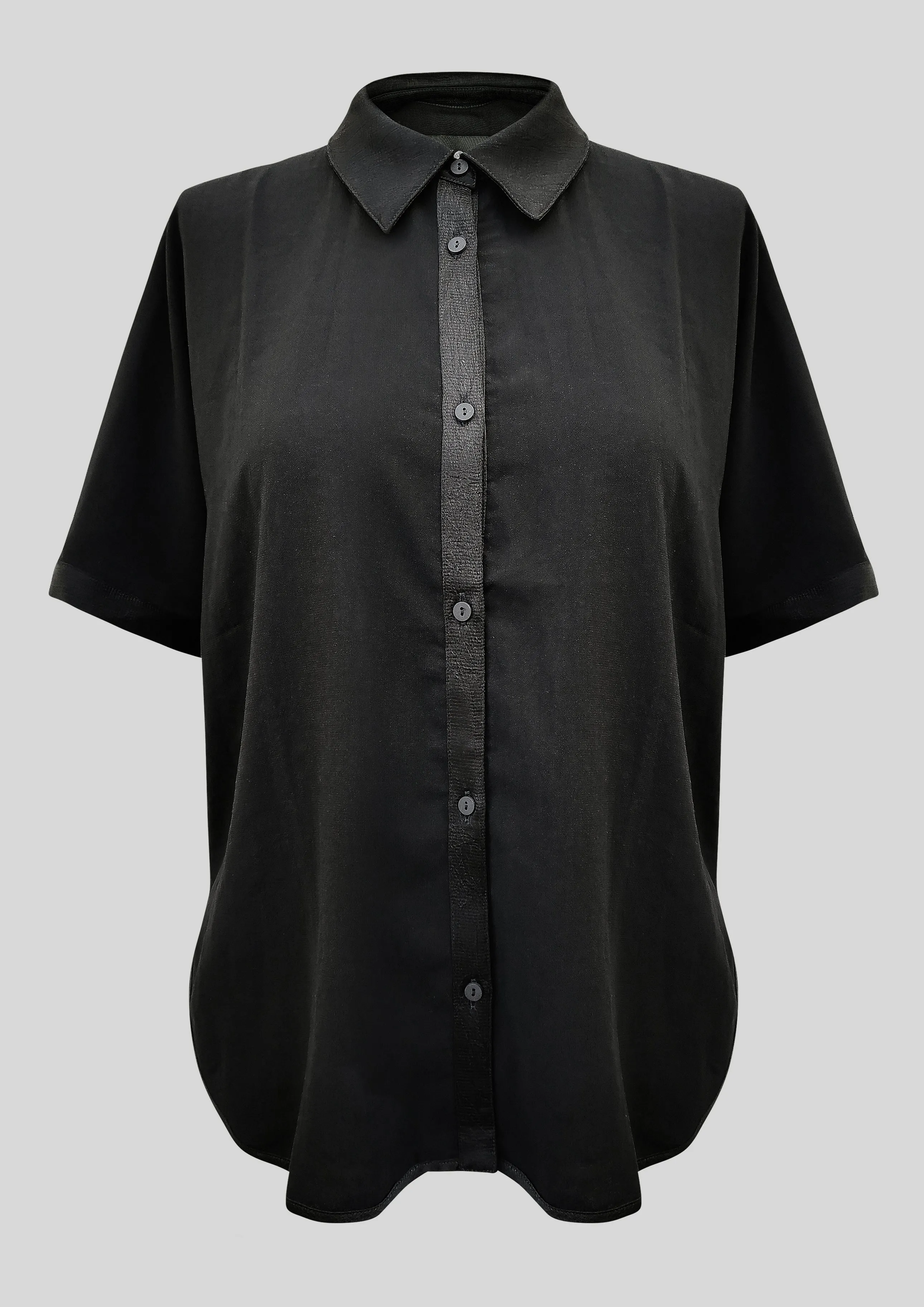 BLOUSE SHORT SLEEVES - THIN DRAPING black